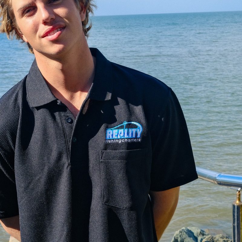 Waffle Polo Shirt - Black, Medium